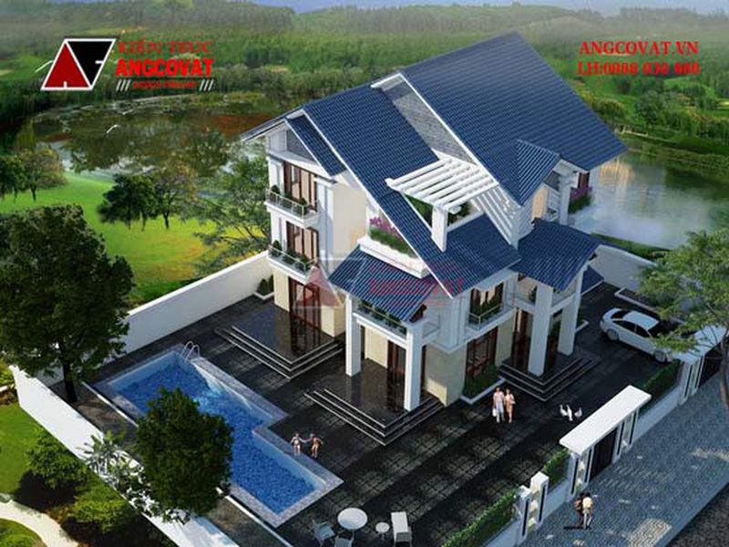 biệt thự 3 tầng có bể bơi đẹp thoáng đãng