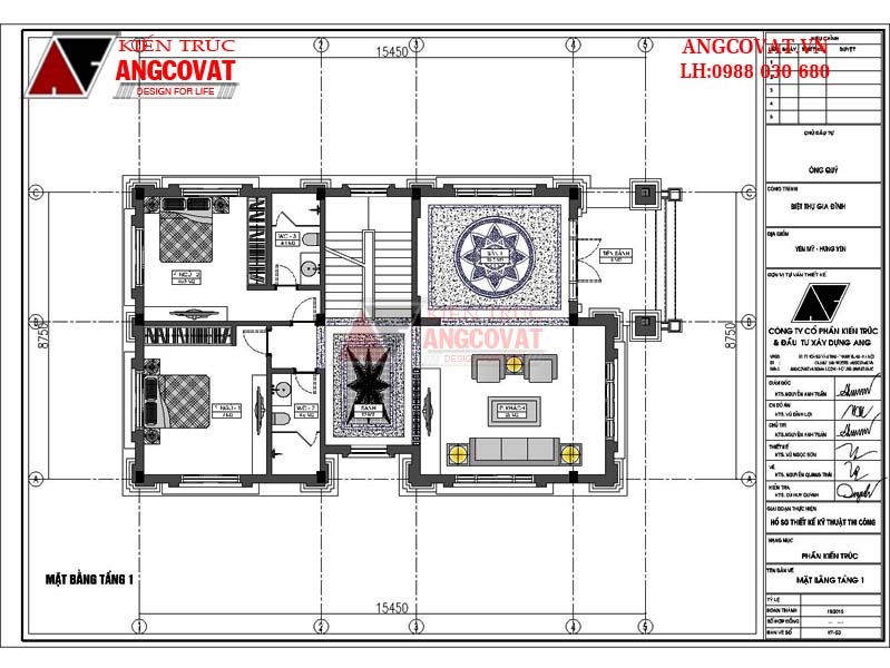 Công năng tầng 1 biệt thự 3 tầng rưỡi