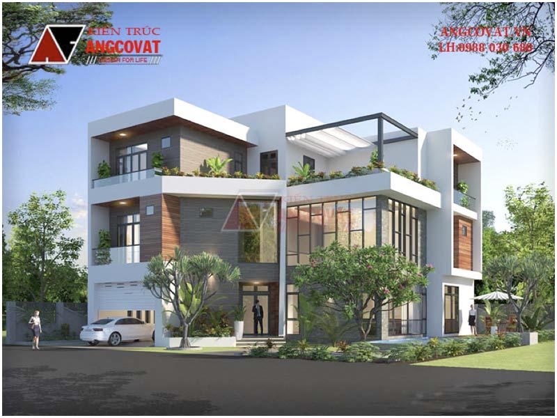 Chi phí xây biệt thự 200m2 3 tầng 2 mặt tiền phong cách hiện đại