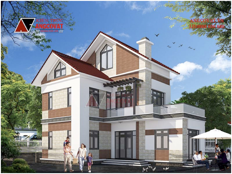 Hình ảnh mẫu biệt thự mini 2 tầng chữ L mặt tiền 15m kiến trúc hiện đại đơn giản, độc đáo