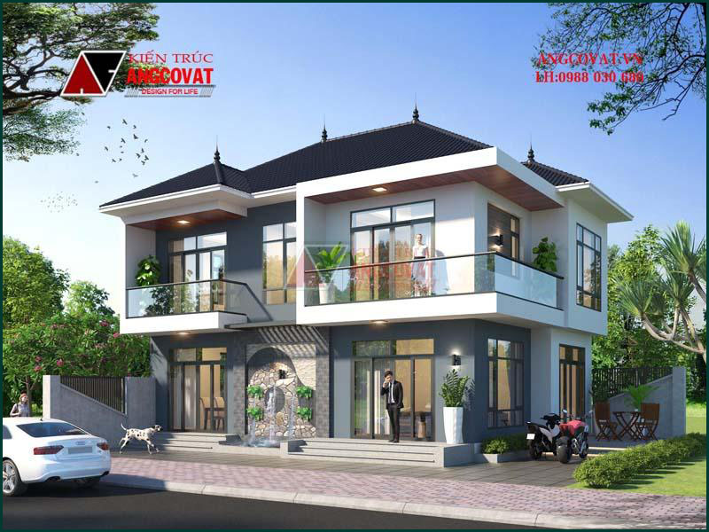 Nhà 2 tầng kiến trúc độc đáo mặt tiền 15m
