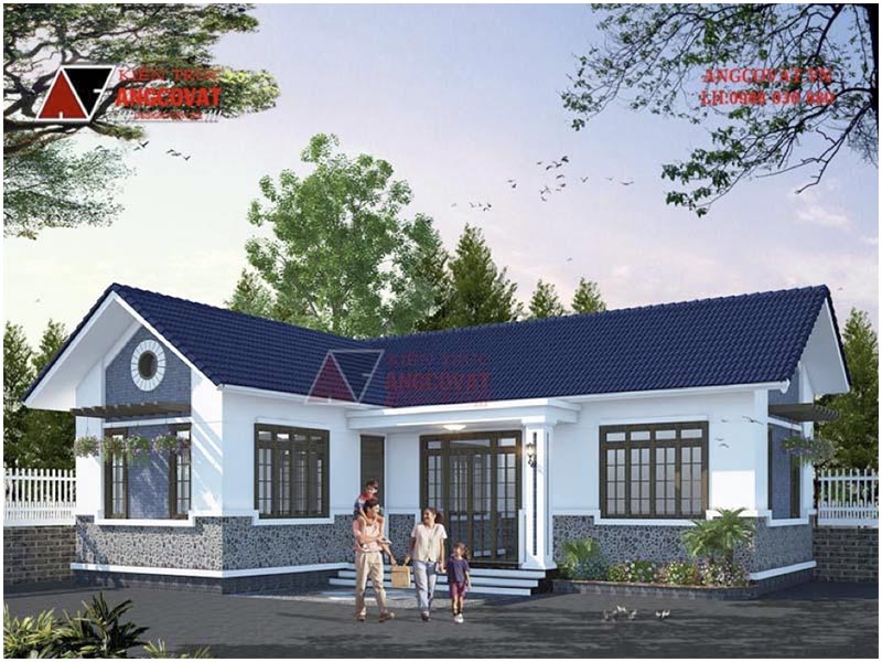 Phối cảnh: Nhà trệt mái thái chữ L kích thước 13x10m của gia chủ tại Bắc Ninh