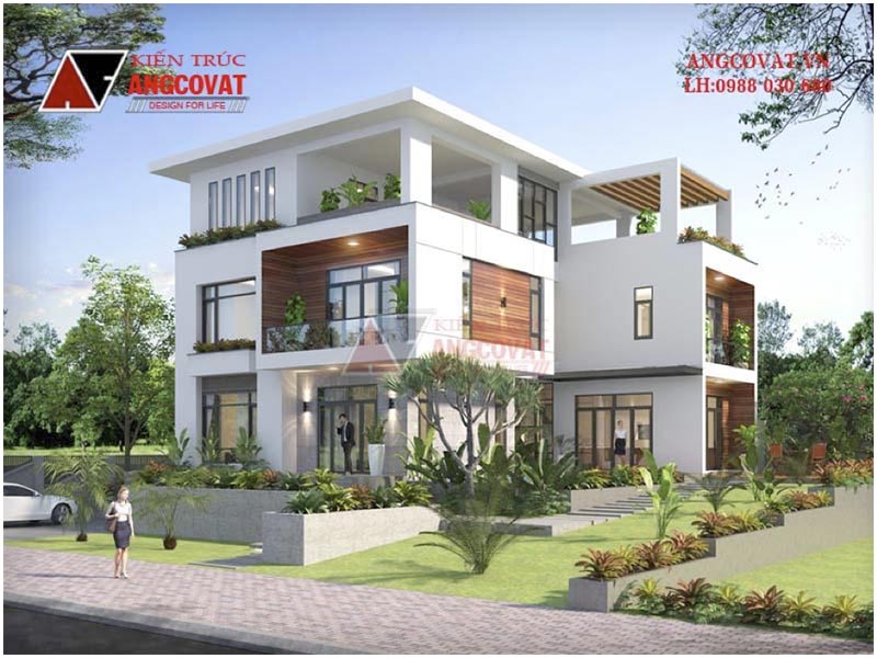 Chi phí xây biệt thự 200m2 3 tầng mái bằng hiện đại của gia chủ tại Vĩnh Long