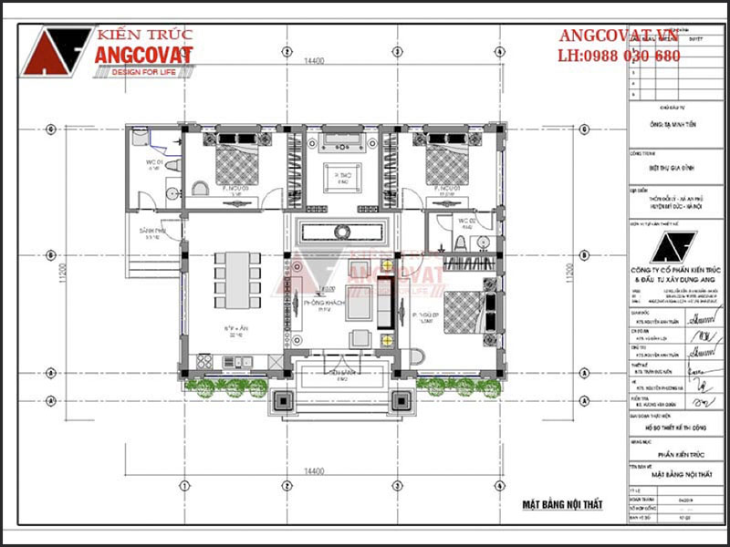 Mặt bằng nội thất: Nhà cấp 4 130m2 3 phòng ngủ 1 phòng thờ của gia chủ tại Hà Nội