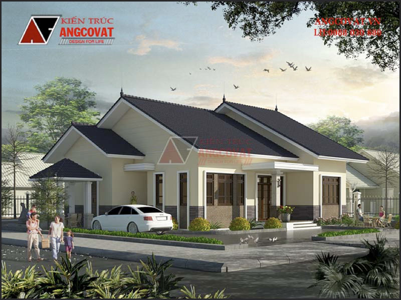 Phối cảnh view 1: Nhà cấp 4 130m2 3 phòng ngủ đơn giản mà độc đáo tại Bắc Ninh