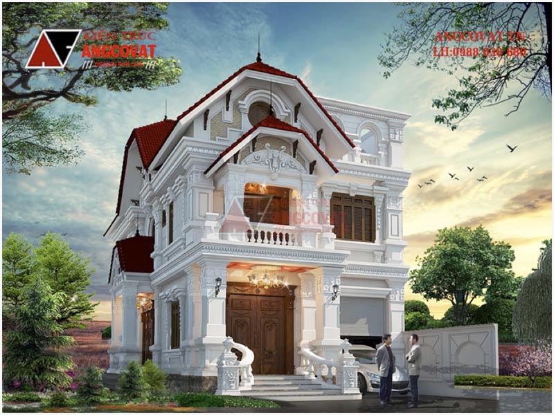 Hình ảnh phối cảnh: Thiết kế nhà đẹp 10x20m kiểu Pháp xa hoa tại Vũng Tàu