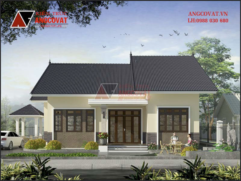 Phối cảnh view 2: Nhà cấp 4 130m2 3 phòng ngủ đơn giản mà độc đáo tại Bắc Ninh