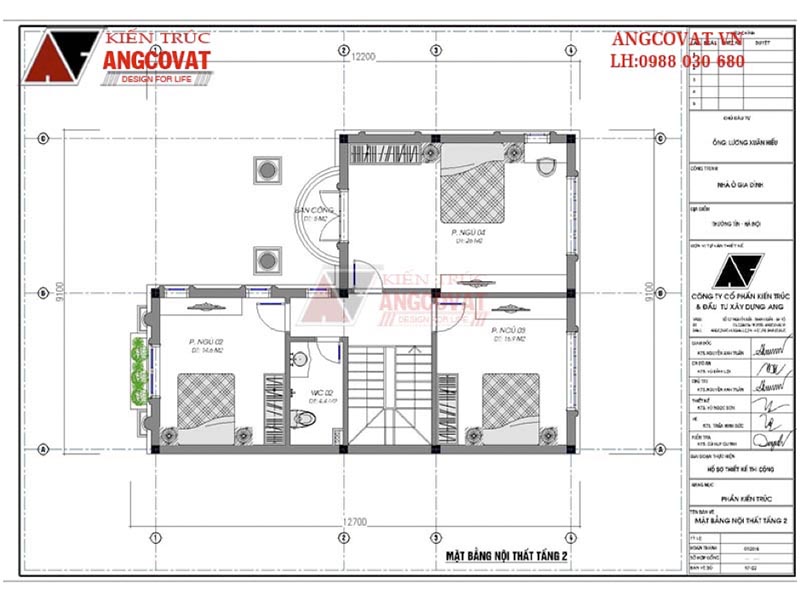 Mặt bằng tầng 2: Thiết kế nhà chữ L 90m2 1 trệt 1 lầu mang hơi hướm hoài cổ