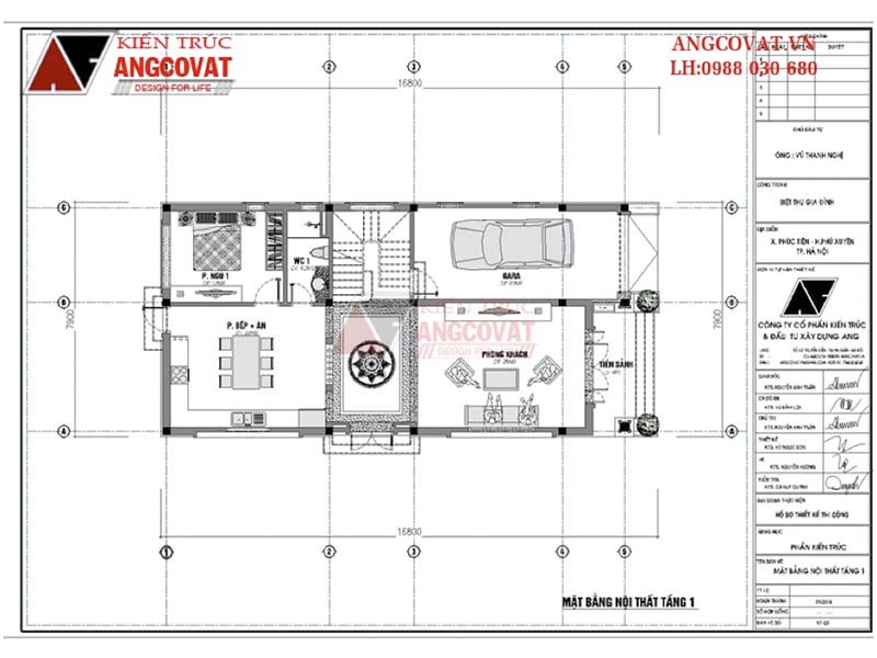 Mặt bằng biệt thự 8x16m tầng 1: Mẫu thiết kế nhà đẹp 2 tầng mái lệch độc đáo