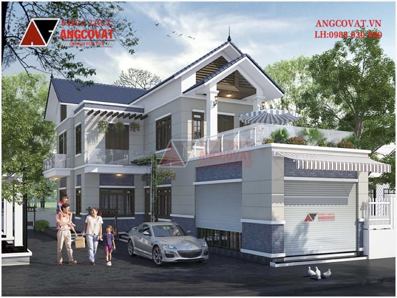 Phối cảnh view 1: Thiết kế nhà đẹp 10x20m 2 tầng kết hợp kinh doanh