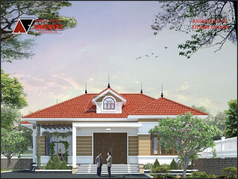 Phối cảnh view 2: Nhà cấp 4 130m2 3 phòng ngủ mái Nhật hoành tráng mặt tiền 15m