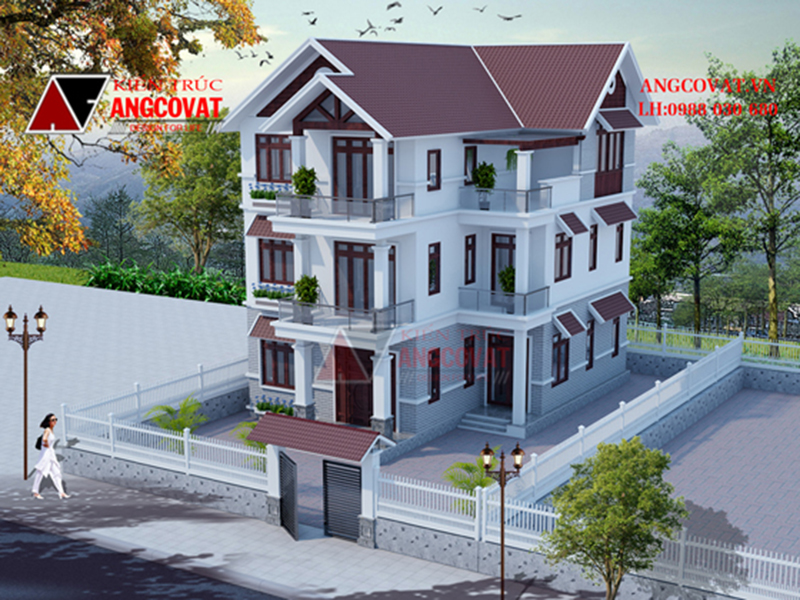 nhà biệt thự 3 tầng 120m2 kiểu pháp