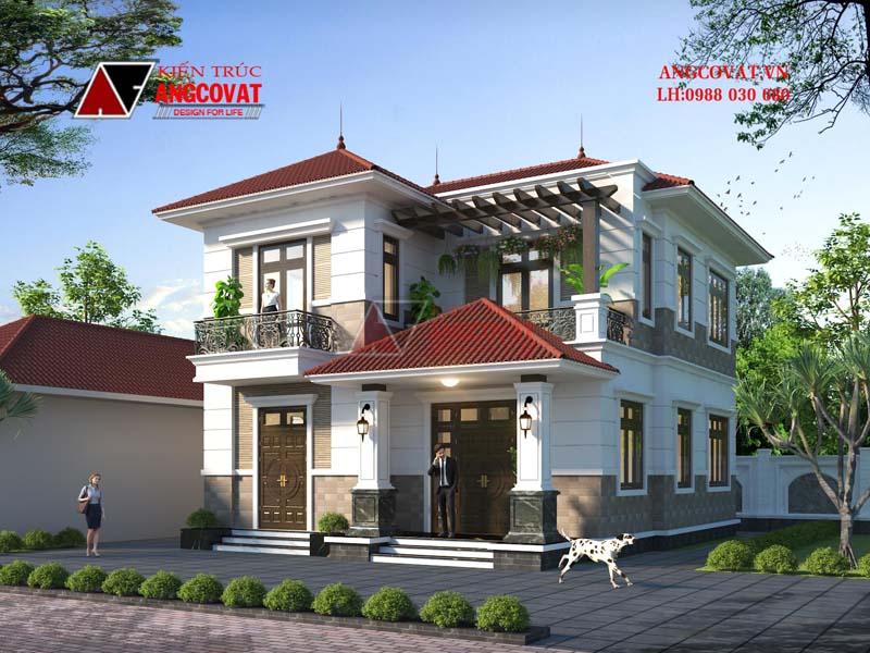 nhà 2 tầng kiến trúc độc đáo 5 phòng ngủ