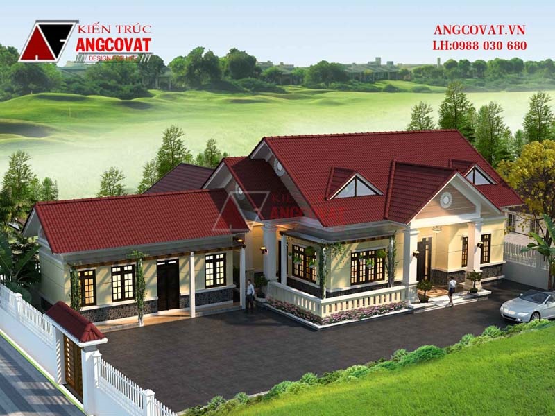 Phối cảnh nhỏ xinh của mẫu nhà cấp 4 1 tầng 3 phòng ngủ