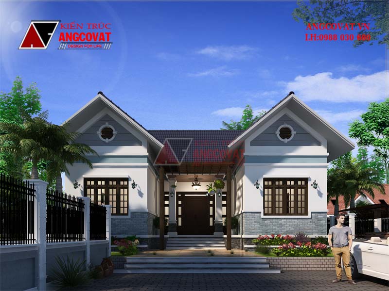 mặt tiền nhà cấp 4 mái thái hình chữ u