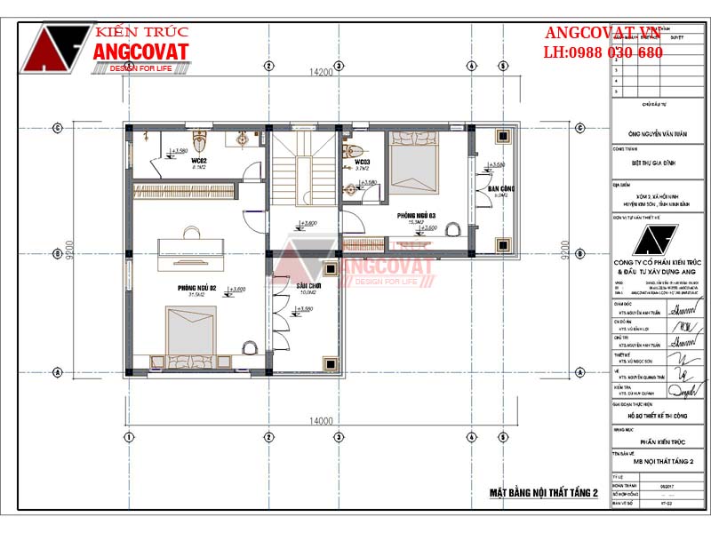 bản vẽ mặt bằng biệt thự 2 tầng