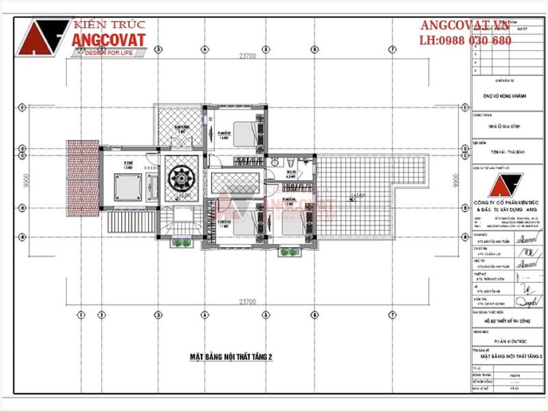 Mặt bằng tầng 2: Thiết kế nhà đẹp 10x20m 2 tầng mái thái tại Thái Bình