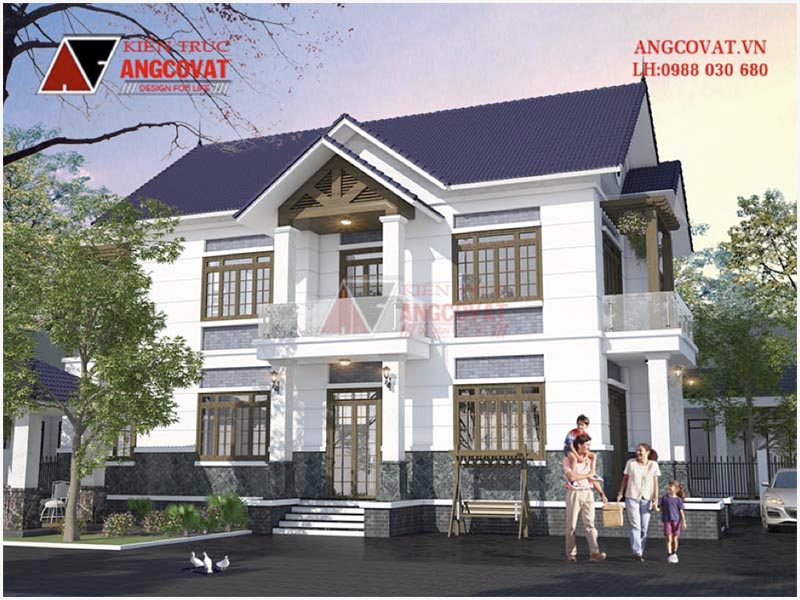 Phối cảnh view 1: Thiết kế nhà đẹp 10x20m đơn giản, trẻ trung tại Bắc Giang