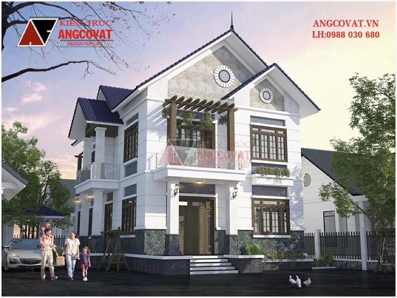 Phối cảnh view 2: Thiết kế nhà đẹp 10x20m đơn giản, trẻ trung tại Bắc Giang