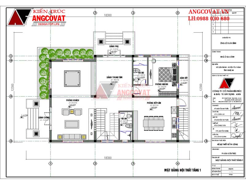 mặt bằng biệt thự 2 tầng 3 phòng ngủ đẹp