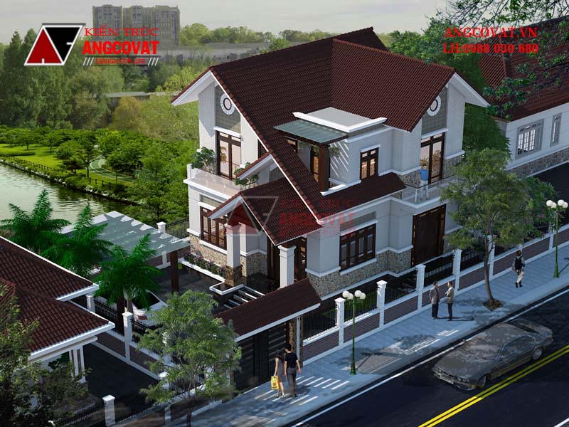 bản vẽ thiết kế nhà 2 tầng 8x15m 3 phòng ngủ