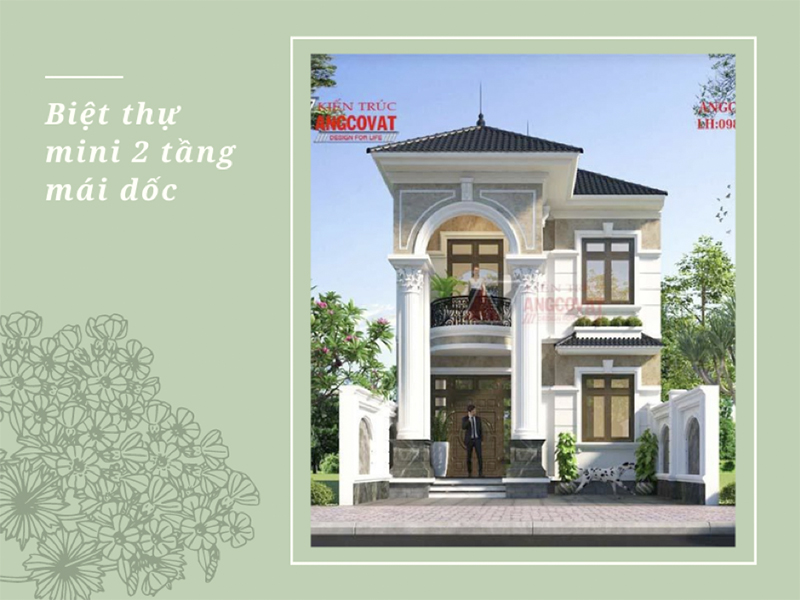 Thiết kế biệt thự mini 2 tầng mái dốc vô cùng đầy đủ, tiện nghi về công năng