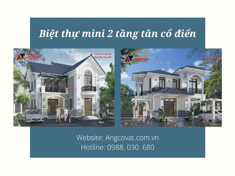 Chi phí thiết kế và xây dựng biệt thự mini 2 tầng tân cổ điển