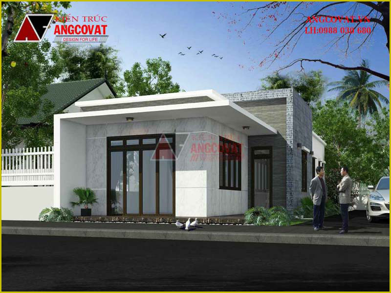 Mẫu thiết kế nhà cấp 4 mái bằng có 2 phòng ngủ đẹp