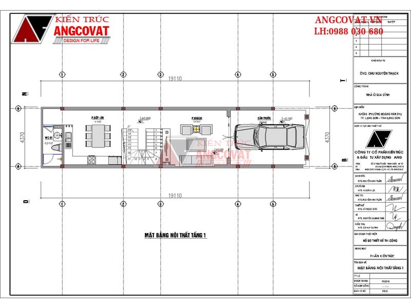 Cách sắp xếp không gian sinh hoạt tầng 1 trong bản vẽ nhà phố mặt tiền 5m 3 tầng