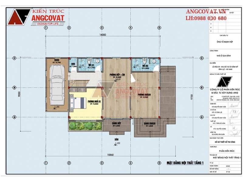 Mặt bằng nhà 1 tầng có gác lửng xinh đẹp, tươi sáng diện tích 100m2 – Tầng 1