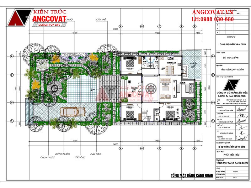 Tổng quan sân vườn của nhà biệt thự 160m2 3 phòng ngủ