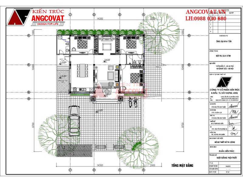 Bản vẽ nhà mái thái 1 tầng bố trí sắp xếp công năng khoa học