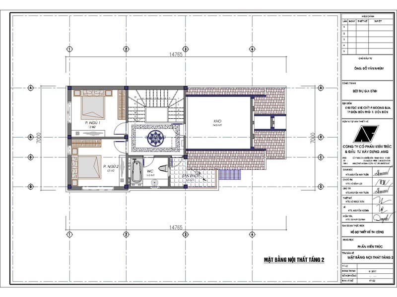 tư vấn mặt bằng biệt thự 2 tầng