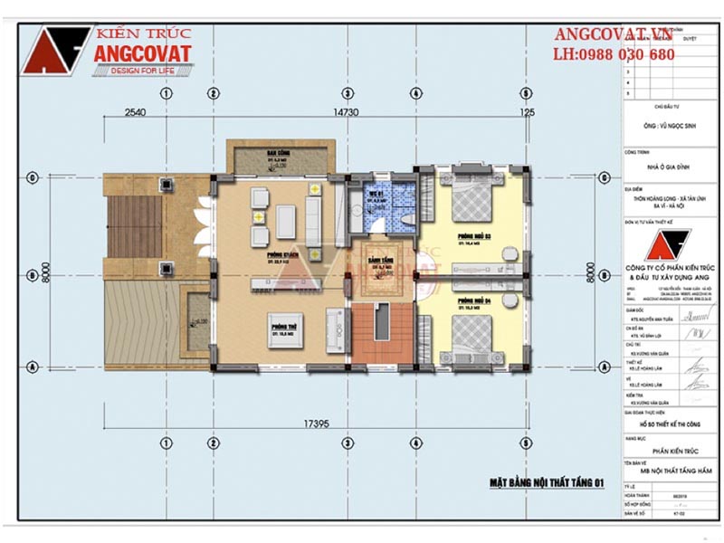 Mặt bằng biệt thự 8x16m tầng 1: Thiết kế biệt thự 1 tầng 1 hầm hiện đại trẻ trung