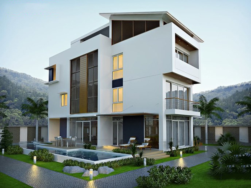 Mẫu biệt thự 3 tầng có bể bơi