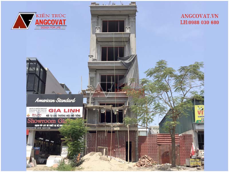 Xây nhà 6 tầng hết bao kích thước 6x17m tại Thanh Trì – Hà Nội kiến trúc tân cổ điển – Hình ảnh thi công thực tế
