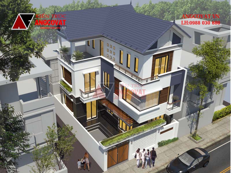 kiến trúc biệt thự mini 3 tầng 80m2