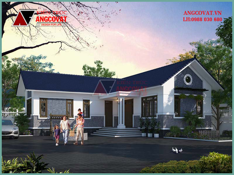 8 mẫu thiết kế nhà cấp 4 nông thôn đẹp chữ L cân đối