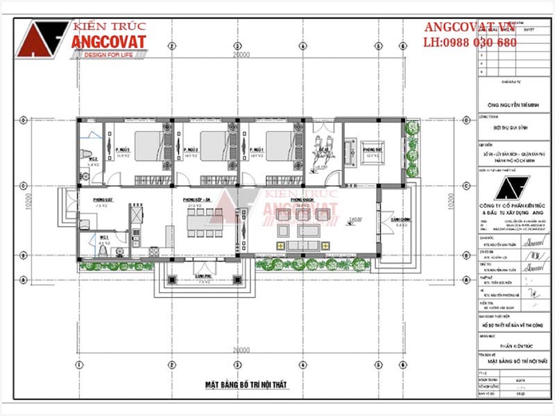 Mặt bằng nội thất: Hồ sơ thiết kế nhà đẹp 10x20m diện tích 180m2 có 3 phòng ngủ