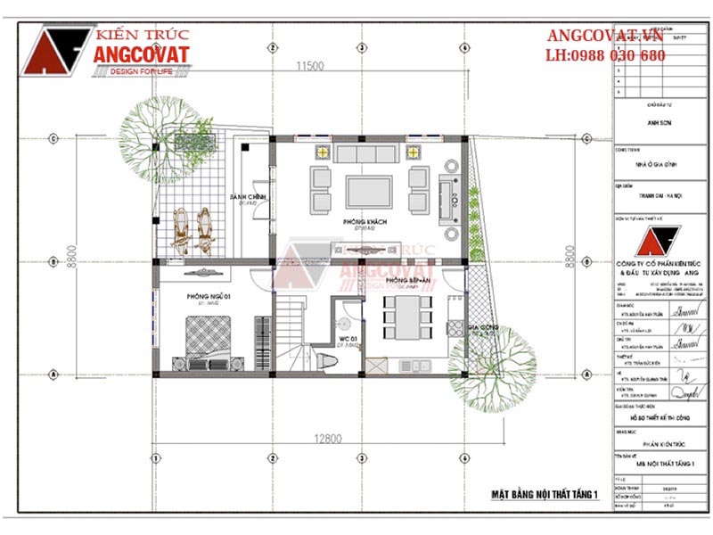 Mặt bằng tầng 1: Thiết kế nhà chữ L 90m2 2 tầng hiện đại đơn giản có 4 phòng ngủ