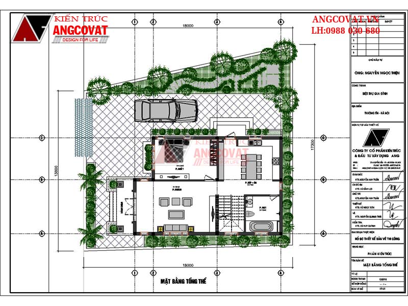 tổng mặt bằng bản vẽ thiết kế nhà 2 tầng 8x15m