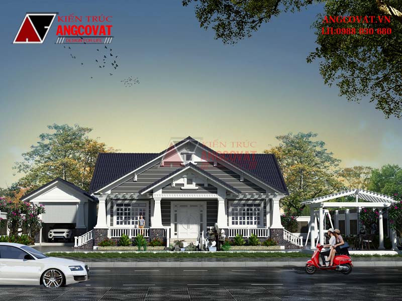 Hình ảnh view2: Bản thiết kế nhà cấp 4 3 phòng ngủ diện tích 180m2 hình vuông