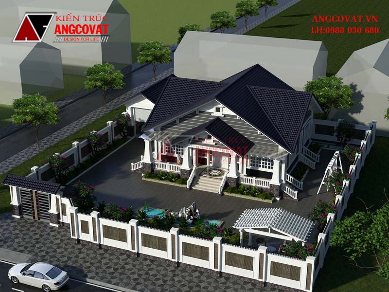 Hình ảnh view3: Bản thiết kế nhà cấp 4 3 phòng ngủ diện tích 180m2 mái thái