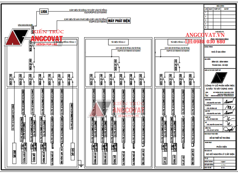 Thiết kế bản vẽ điện nước nhà dân chuẩn - Sơ đồ nguyên lý cấp điện