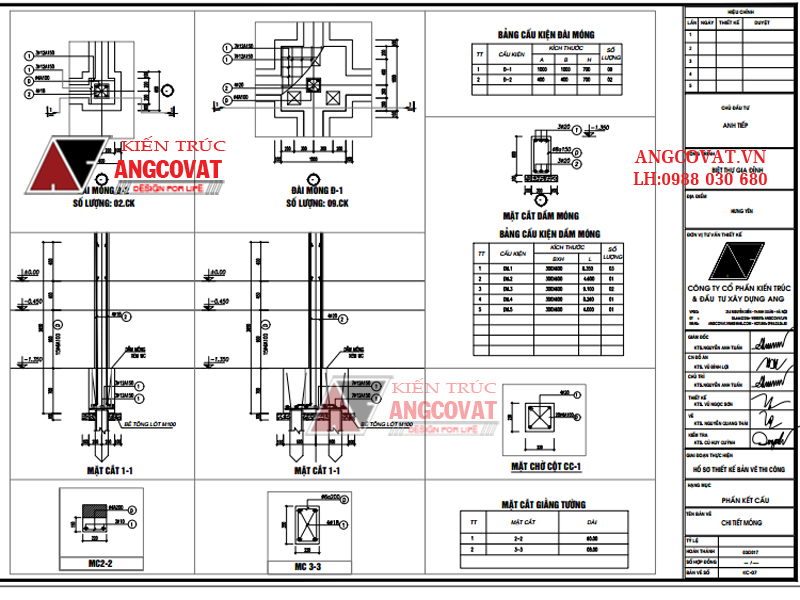Thiết kế mẫu bản vẽ kết cấu móng cọc nhà dân bạn nên biết - Mặt bằng chi tiết