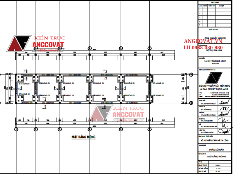 Thiết kế mẫu bản vẽ kết cấu móng cọc nhà dân dành cho mọi nhà - Mặt bằng móng