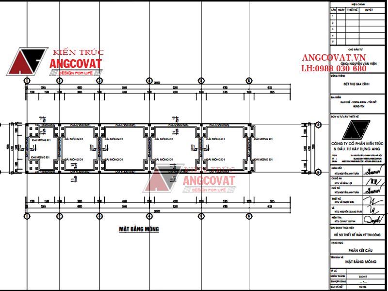 Thiết kế bản vẽ móng nhà dân dụng đẹp - Mặt bằng móng cọc