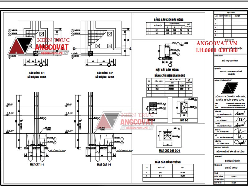 Thiết kế bản vẽ móng nhà dân dụng - Bản vẽ chi tiết