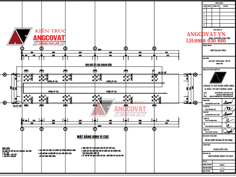 Thiết kế bản vẽ móng nhà dân dụng - Định vị móng 