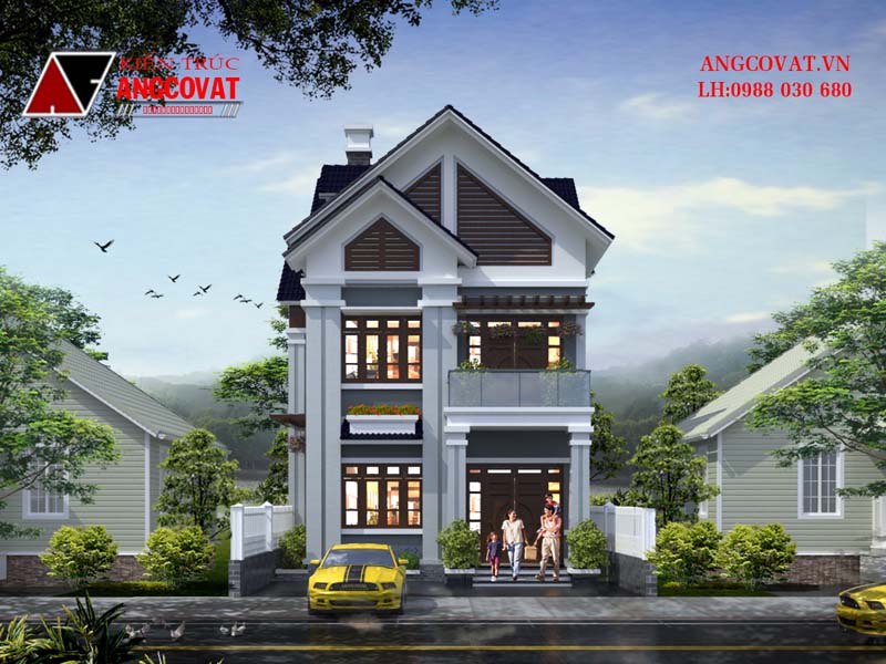 Mặt tiền sang trọng của mẫu thiết kế biệt thự đẹp 8x20m 2 tầng